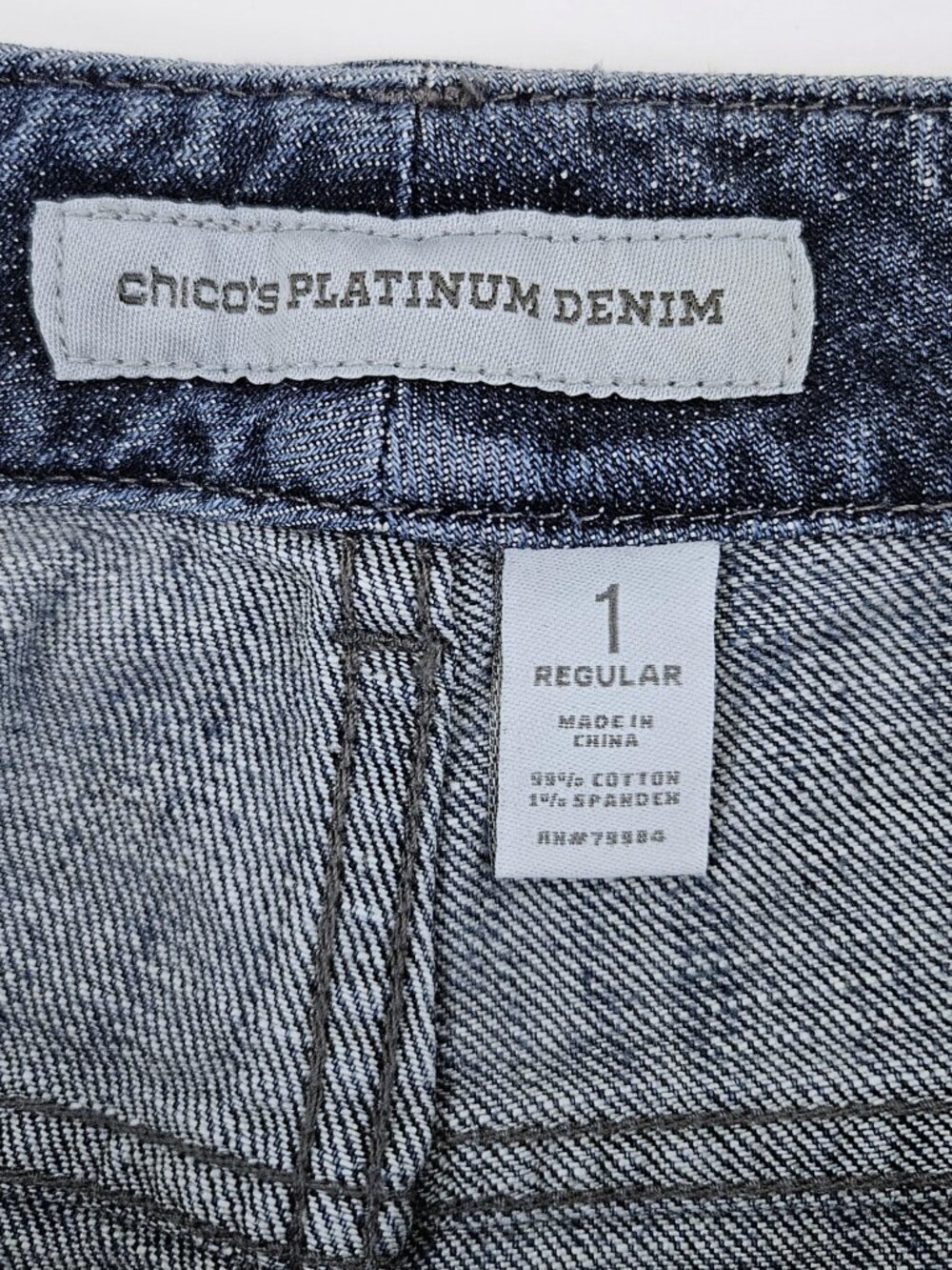 Lot 3 Chicos Size 1 Jeans Blue Gray Turquoise Mid Rise Straight Leg Ankle Pants - Picture 3 of 16